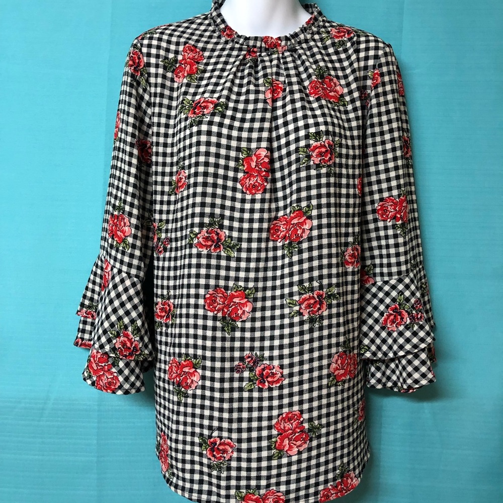 Faith and Joy Rose and Checkered Blouse